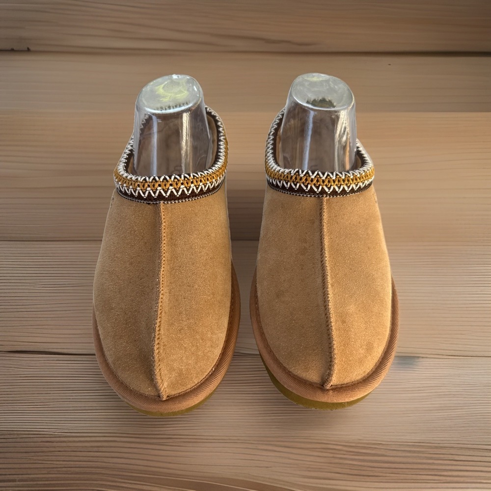 UGG Tasman II Slippers Slip On Round Toe Braided Edge Chestnut Brown Size 9